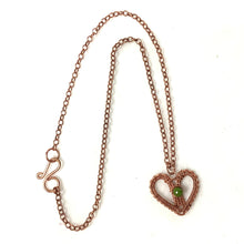 Heart Copper Necklace with Green Jasper