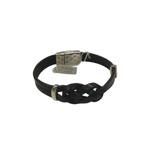 Black Loveknot Leather Magnetic Bracelet