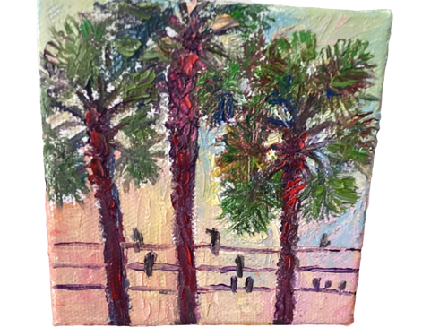 Green Palm and Crows