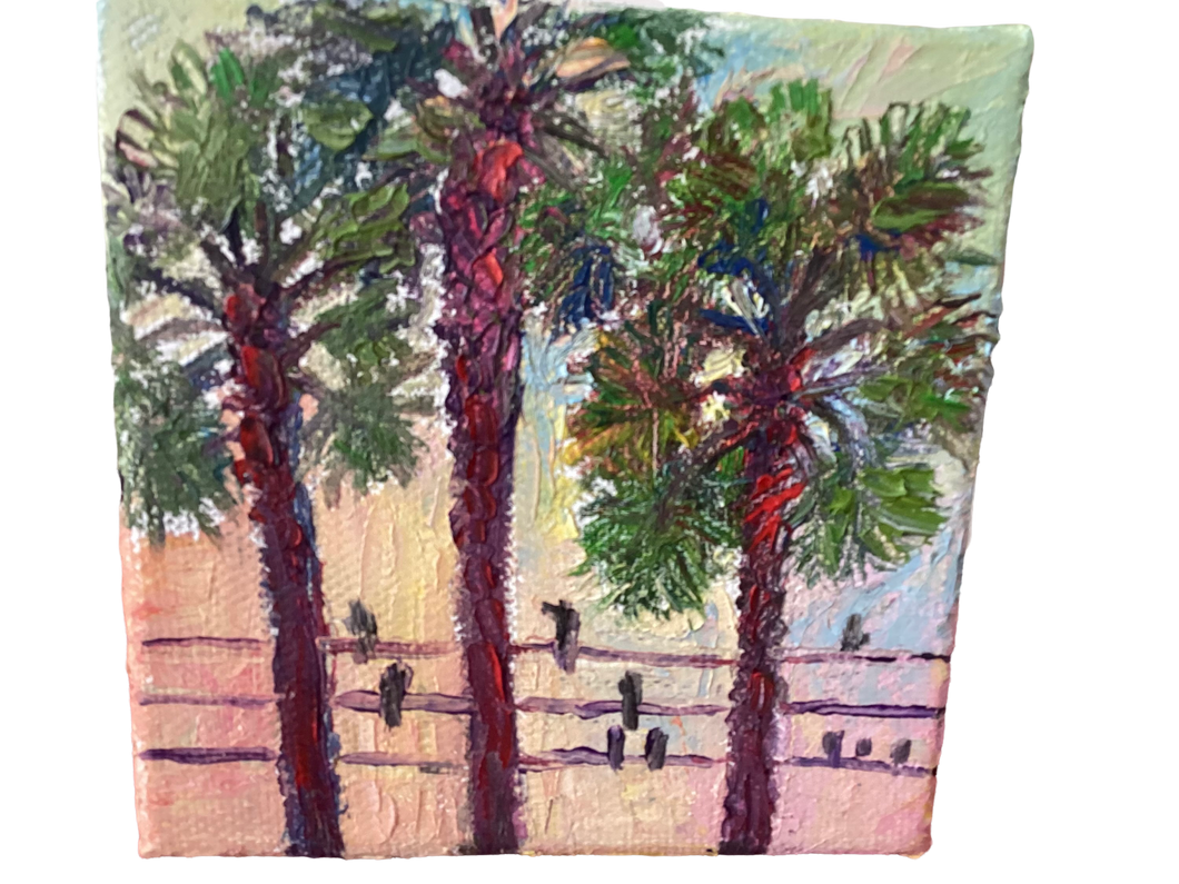 Green Palm and Crows