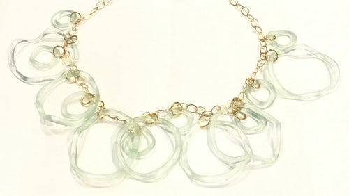 Large Wave Necklace in Gold - antique clear