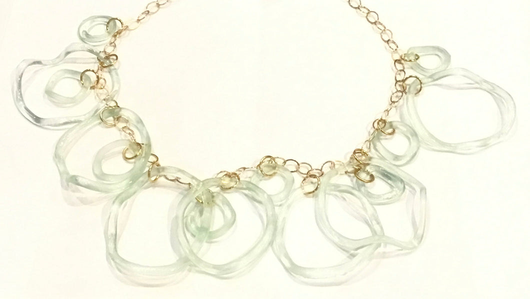 Large Wave Necklace in Gold - antique clear