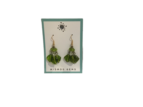 3 Green Dangles Earrings