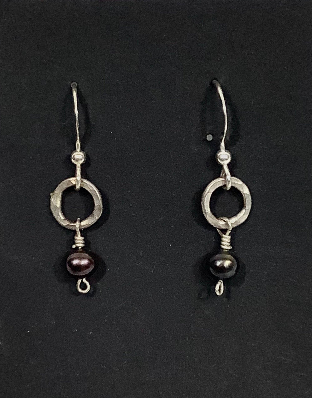Hoop with Drop Black Pearl Earrings