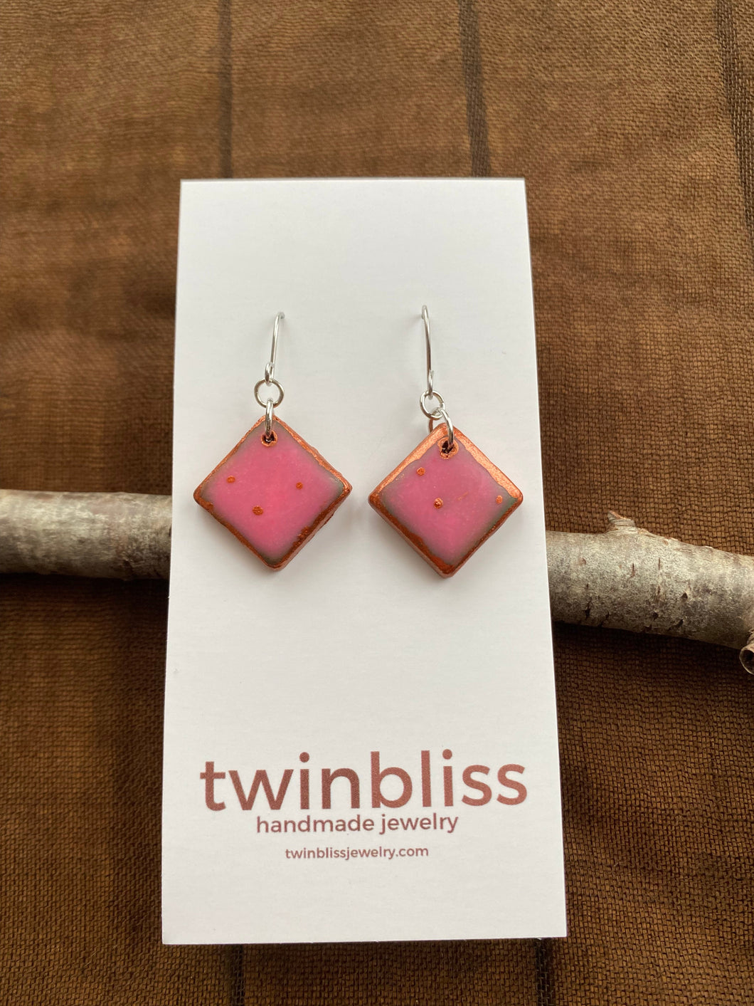 Earth & Sky Artisan Earrings - Pink/Copper diamond