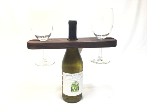 Black Walnut Wine Bottle and Wine Glass Holder