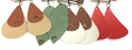 Leather Tear Drop, Leaf Shaped & Diamond Shaped Earrings