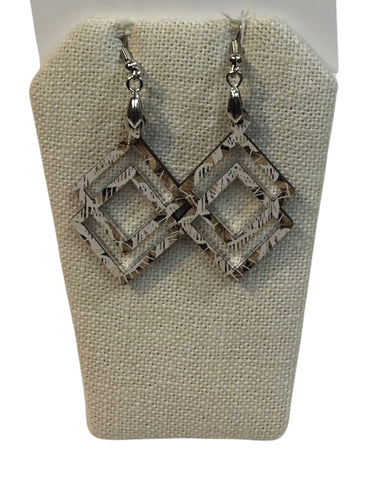 Double Diamond White and Brown Earrings