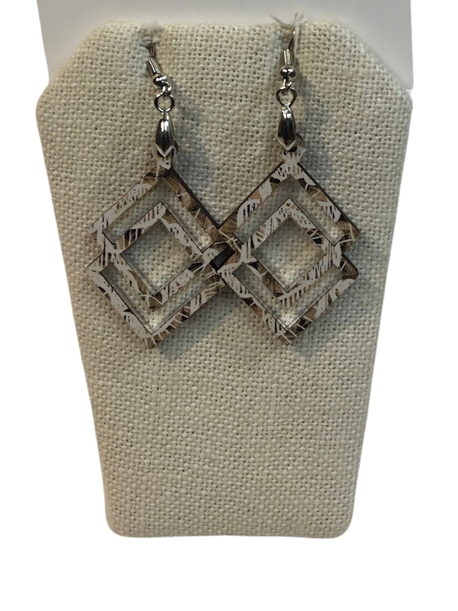 Double Diamond White and Brown Earrings