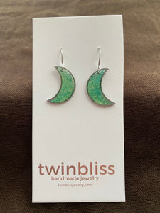Sparkle & Shine Artisan Earrings - Light Green Sm Moon