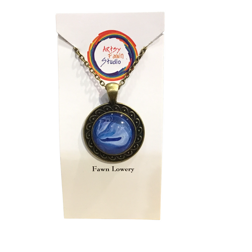 Blue painted glass necklace