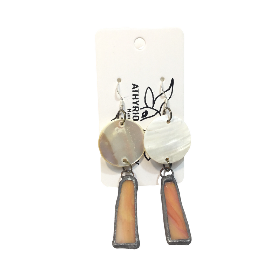 Orange Stained Glass Dangle Earrings