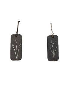Oxidized Sterling Silver Earrings - Three Buds