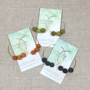 Hoop Diffuser Earrings - Lava 3 beads