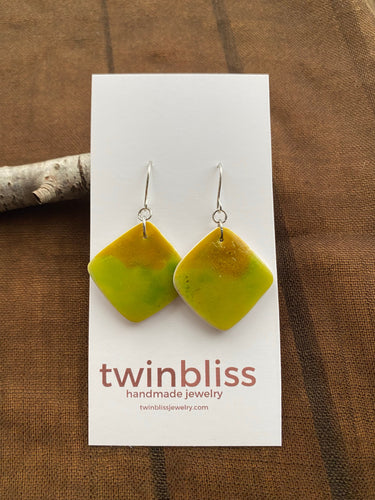 Earth & Sky Artisan Earrings - Yellow/lime diamond