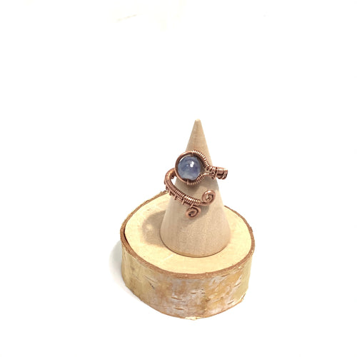 Copper Ring with Blue Gemstone