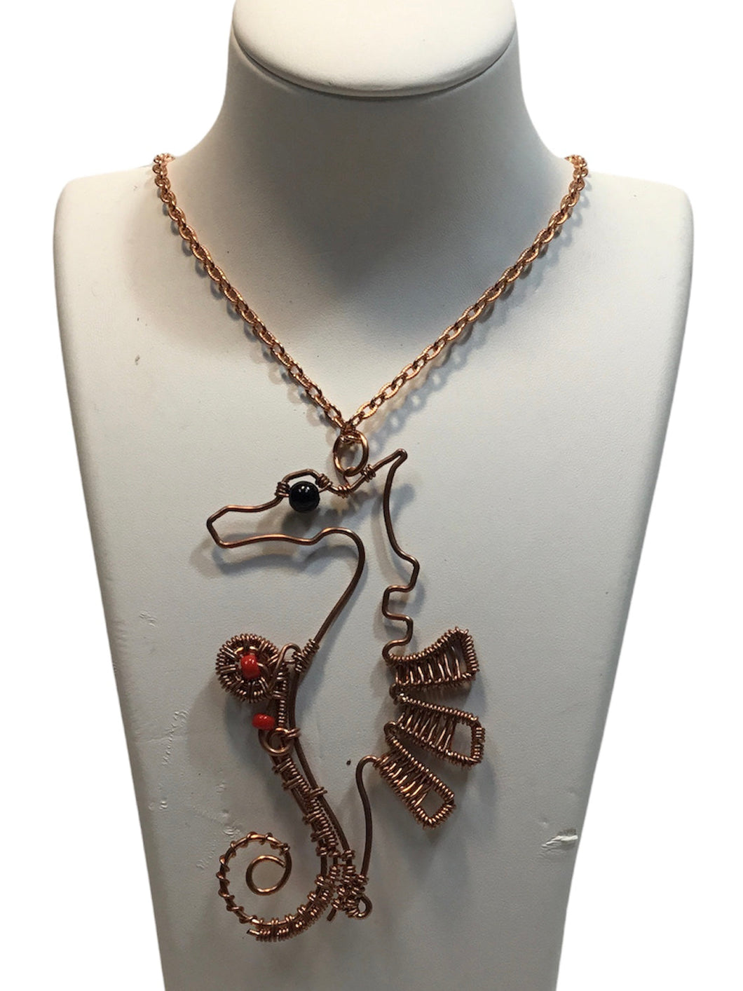 Large Seahorse with Red Coral Necklace