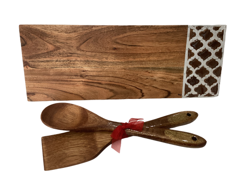 Charcuterie Board with metal Design on wood