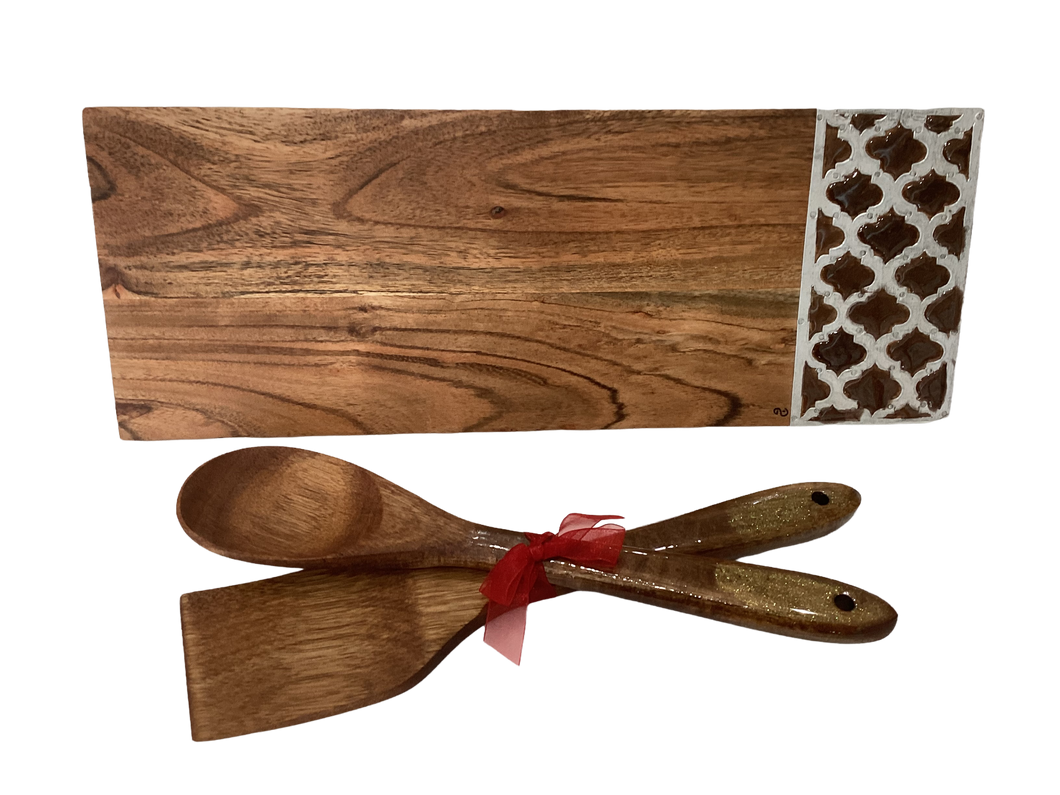 Charcuterie Board with metal Design on wood