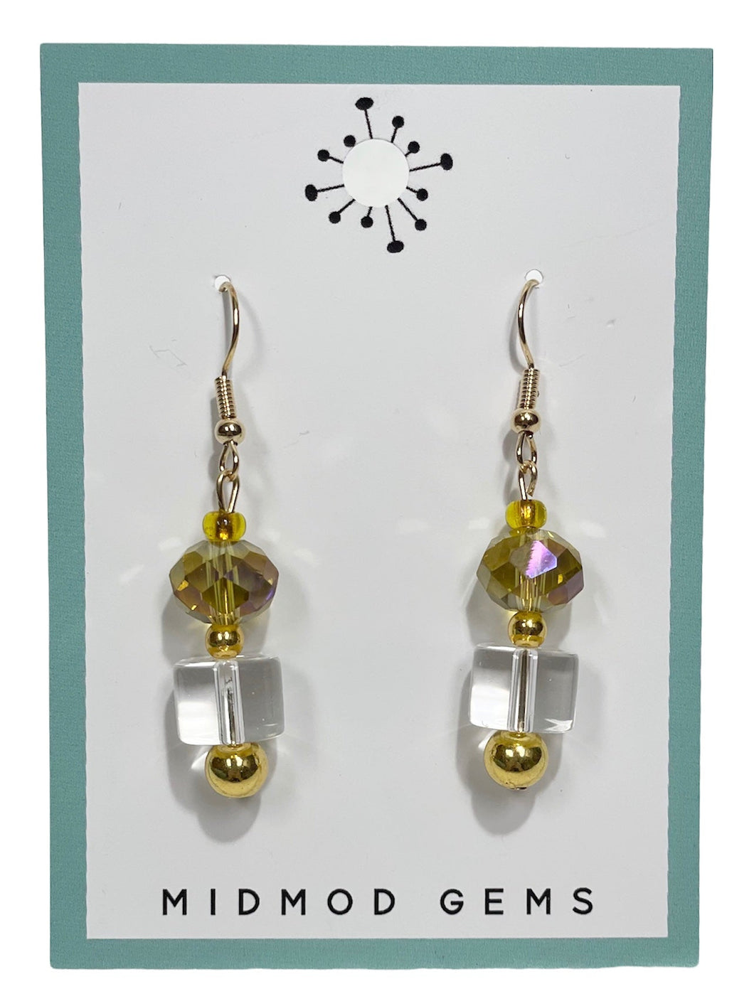 Clear Double Bead Drop Earrings