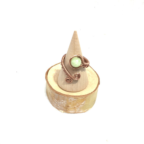 Copper Ring with Green Gemstone