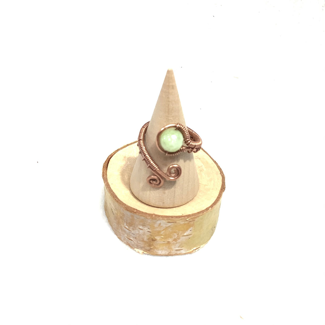 Copper Ring with Green Gemstone