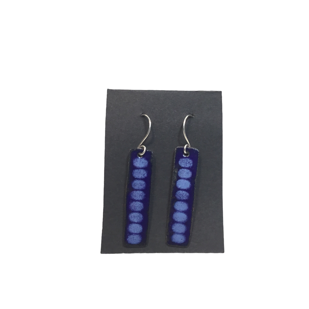 Blue Oval with Blue Enamel Rectangle Earrings