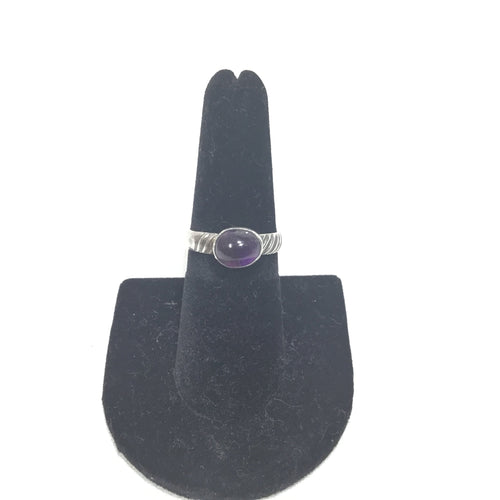 Oval Amethyst on Half Round Twist Band Ring