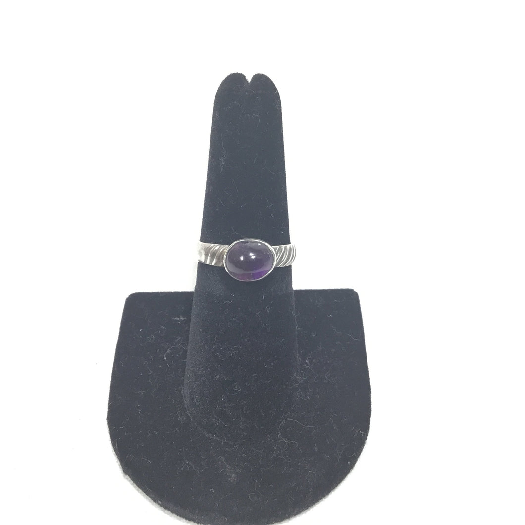 Oval Amethyst on Half Round Twist Band Ring