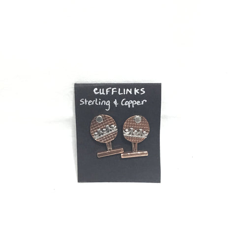 Cuff Links Copper Circle with Sterling Trim