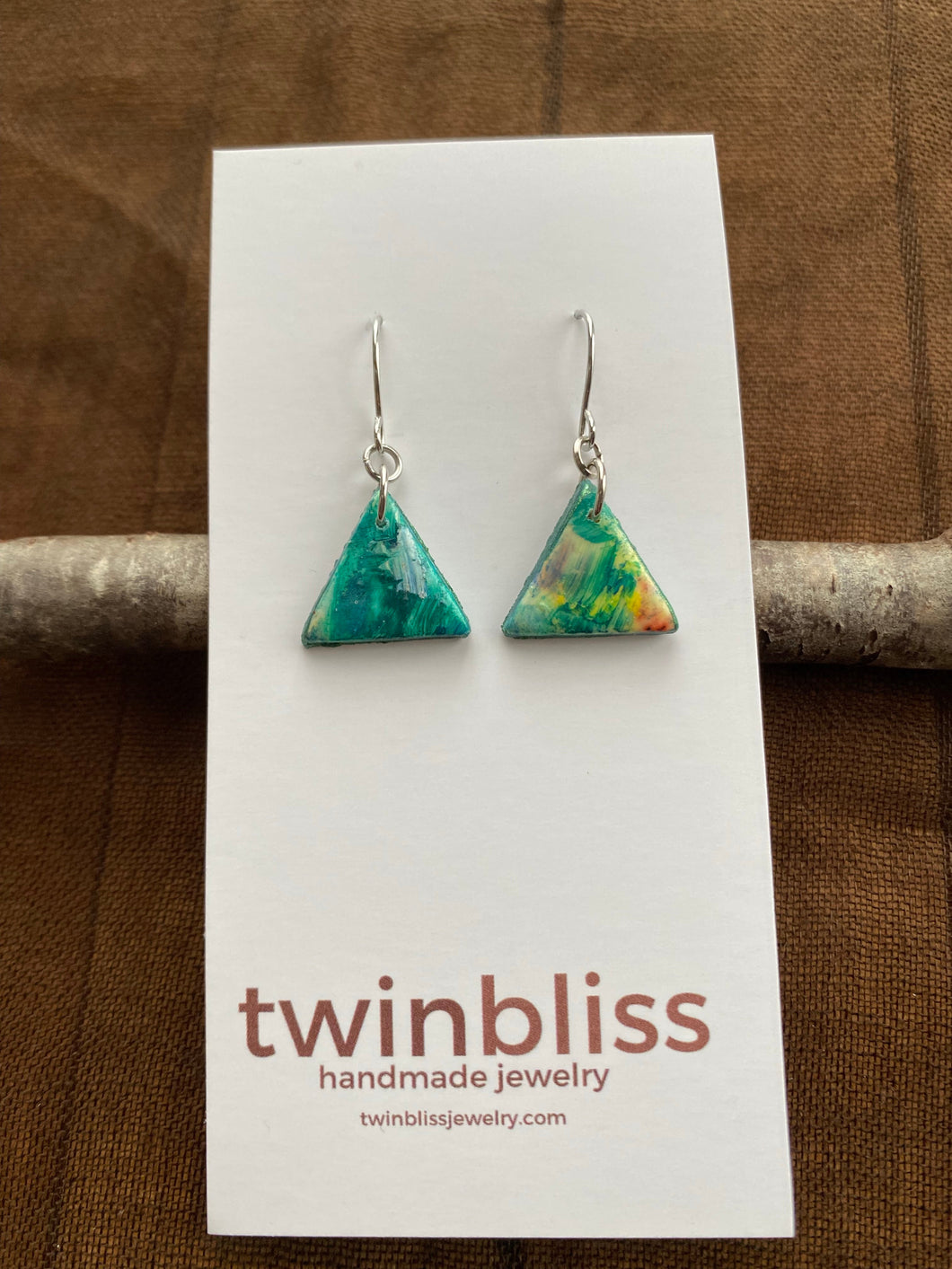 Earth & Sky Artisan Earrings - Abstract Art SM Triangle