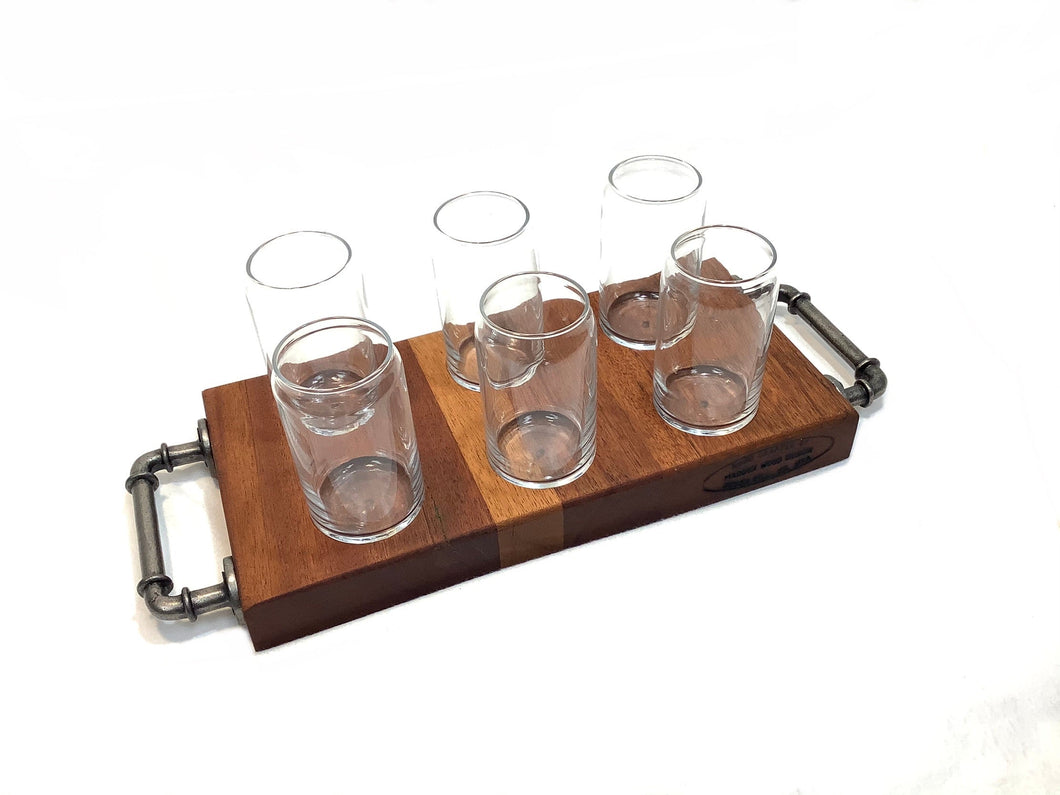 Mahogany Craft Beer Flight with 6 Glasses