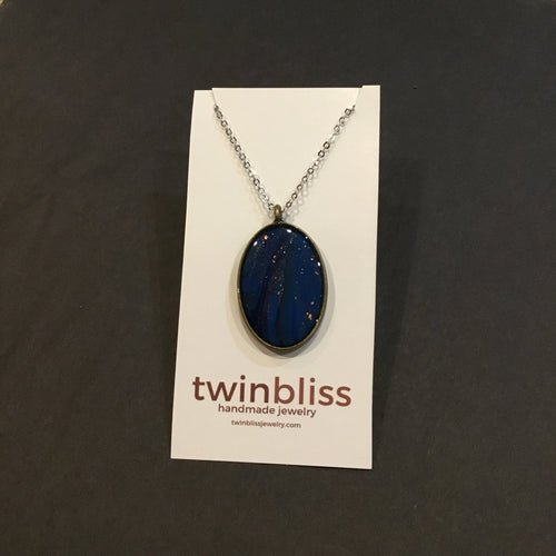 Earth & Sky Necklace - Blue Lapis Effect Oval