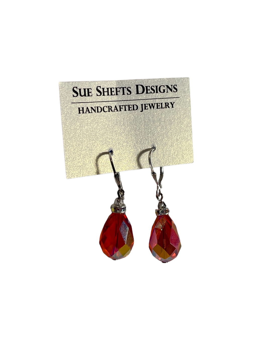 Large bright red oval dangle earrings