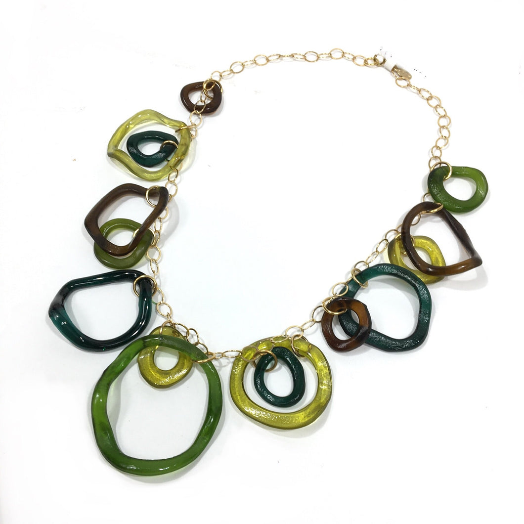 Large Wave Fall Necklace in Gold