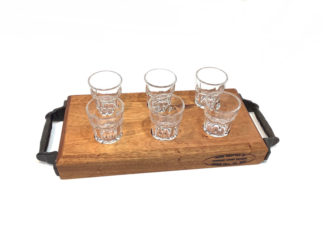 Mahogany Shot Flight with 6 Glasses