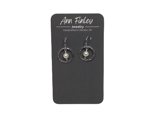 Earring -  Small Hoops with White Pearl