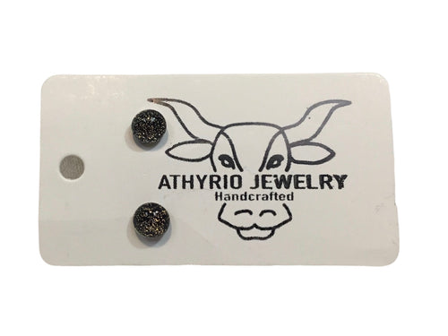 Bronze Druzy Fused Glass Studs