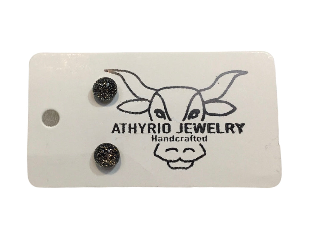 Bronze Druzy Fused Glass Studs