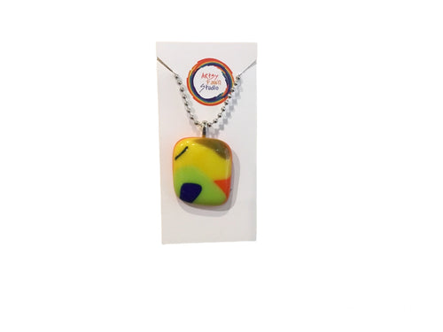 Colorful Square fused glass necklace