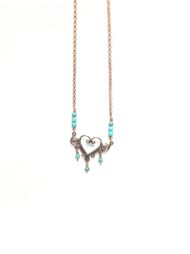 Heart Necklace with Turquoise