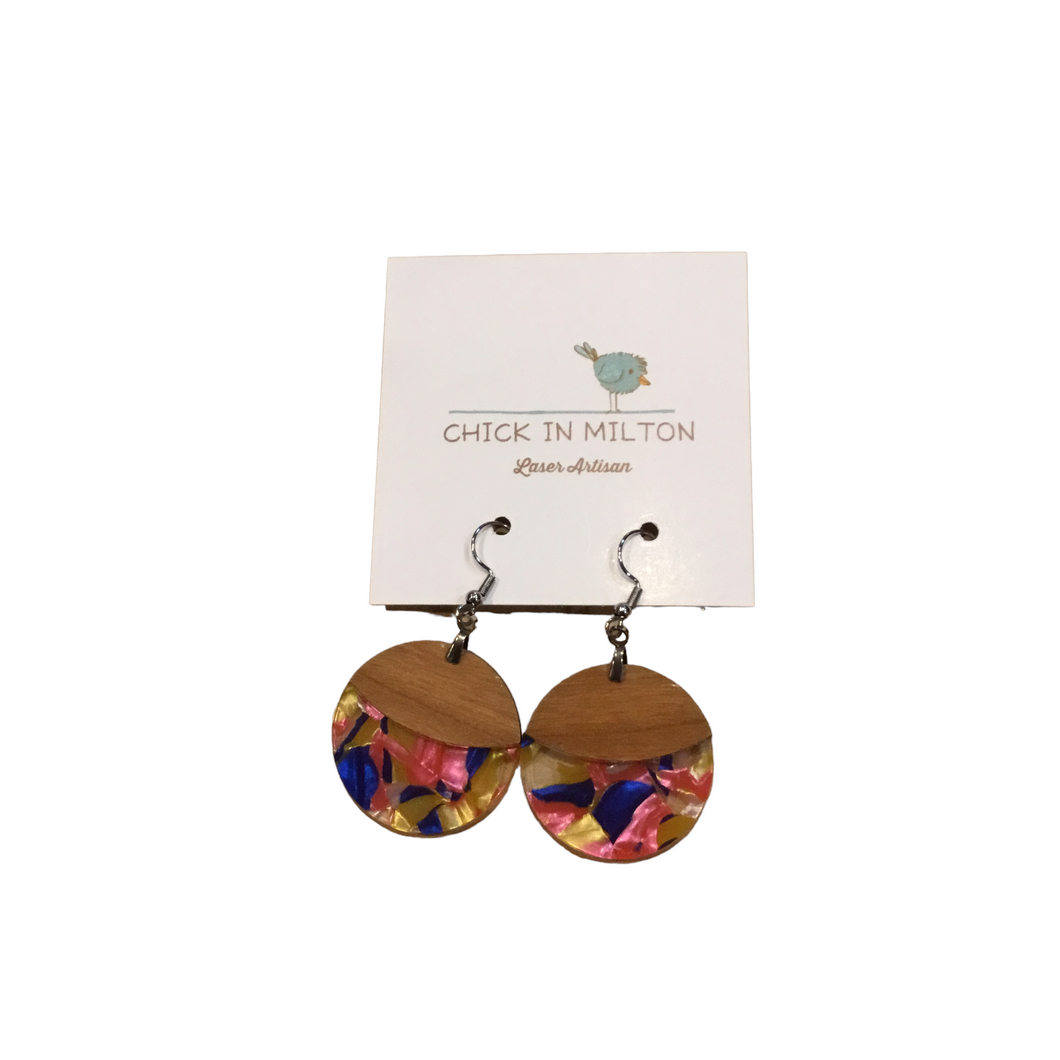 Circle Multi and Wood Earrings