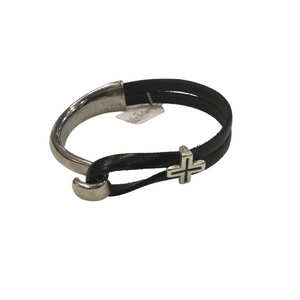 Cross Black Bar Hook Bracelet
