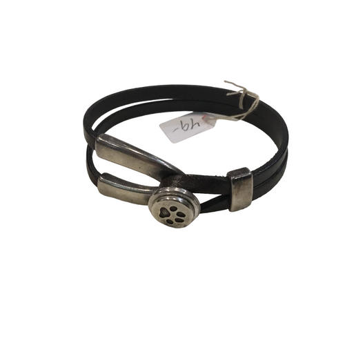 Brown Wishbone Bracelet with Paw Print