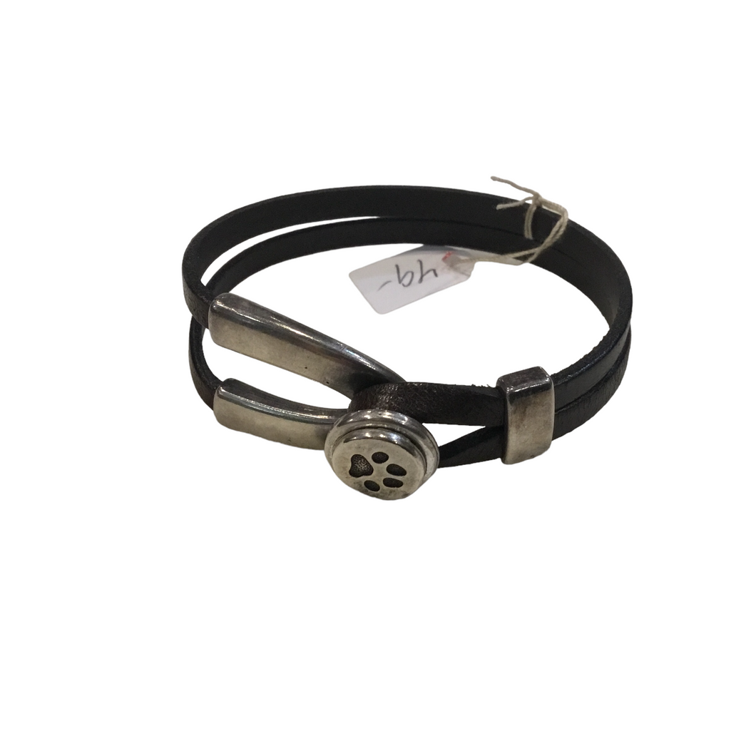 Brown Wishbone Bracelet with Paw Print