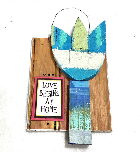 Hanging Tulip Plaque - Love Begins