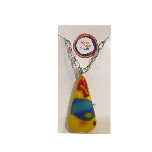 Rainbow triangle fused glass necklace