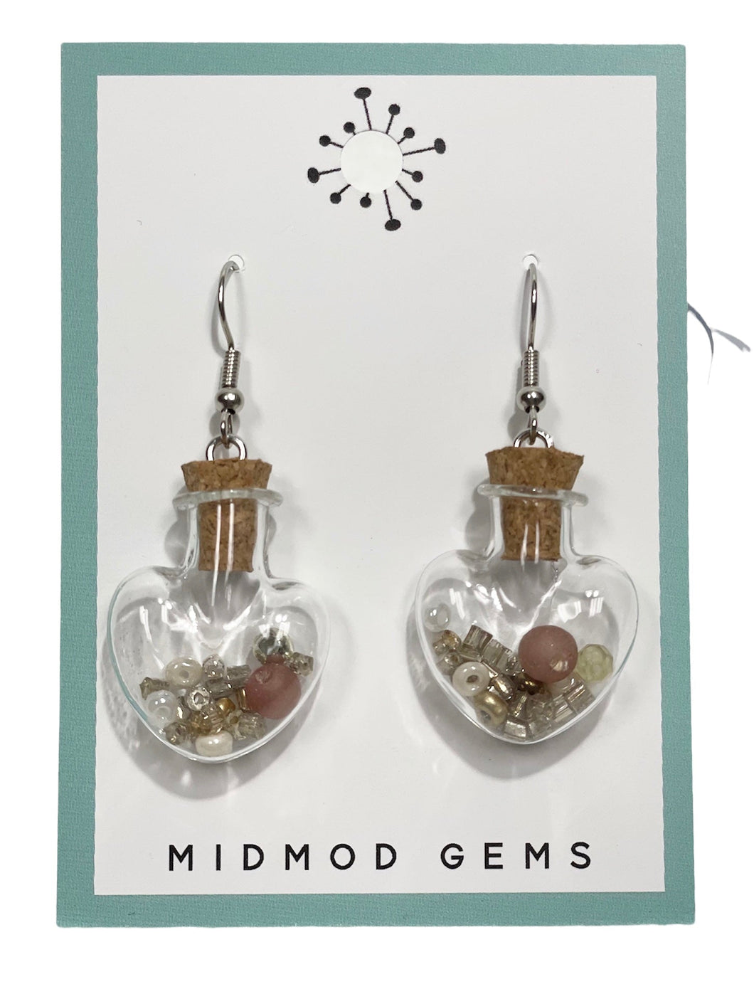 Heart Shaped Glass Bottle Drop Earrings