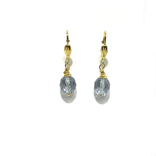 Earrings - Vintage Crystal Beads on Gold Vermeil Wire