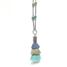 3 Tier Tassel Blue/Olive/Turquoise Necklace
